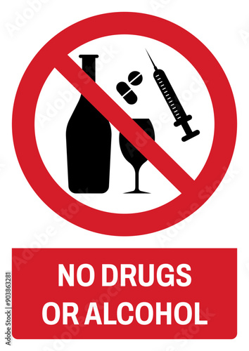 ISO prohibition safety signs_no drugs or alcohol size a4/a3/a2/a1