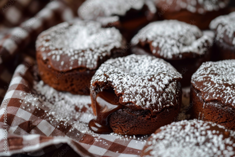 Chocolate Lava Cakes with Powdered Sugar and Melted Chocolate Chocolate Lava Cakes with Powdered Sugar and Melted Chocolate