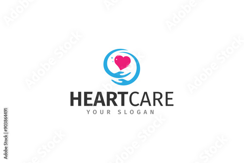 Free Download Heart care logo template for health and medical - GFXLoad