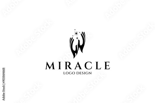 Magic hand logo with star sparkle elements
