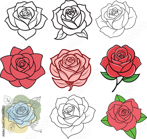 Rose outline vector 