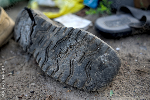 Obraz na płótnie Worn out sole of a shoe w salonie