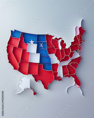 3d USA flag map., generative ai, artifical intelligence photo