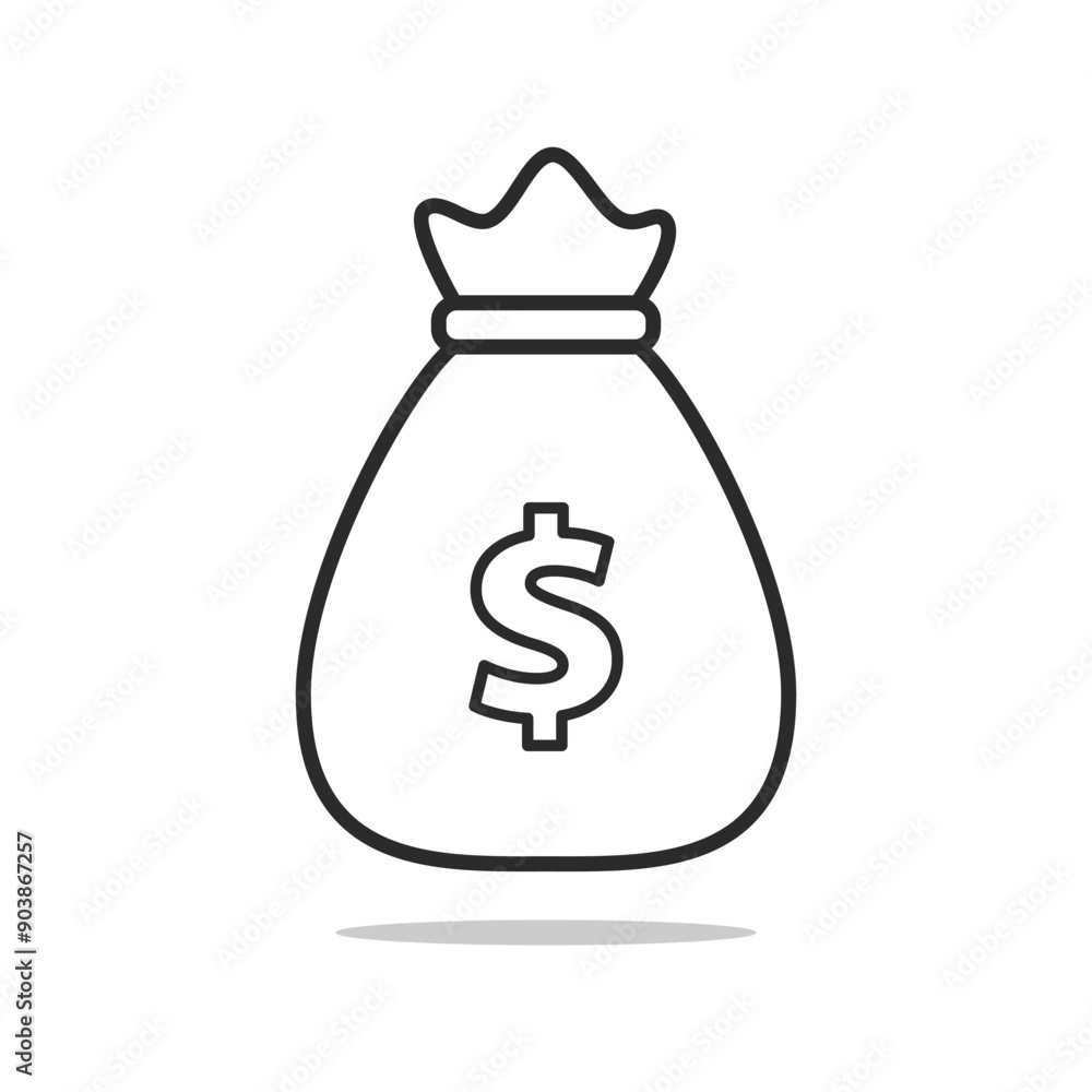 Money Bag icon. Vector thin financial illustration. Money Bag icon. Vector thin financial illustration.