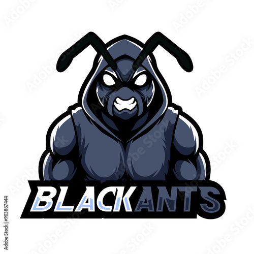 black ant strong hoodie  mascotlogo modern concept photo