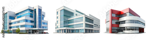 set of modern houses on isolated transparent background