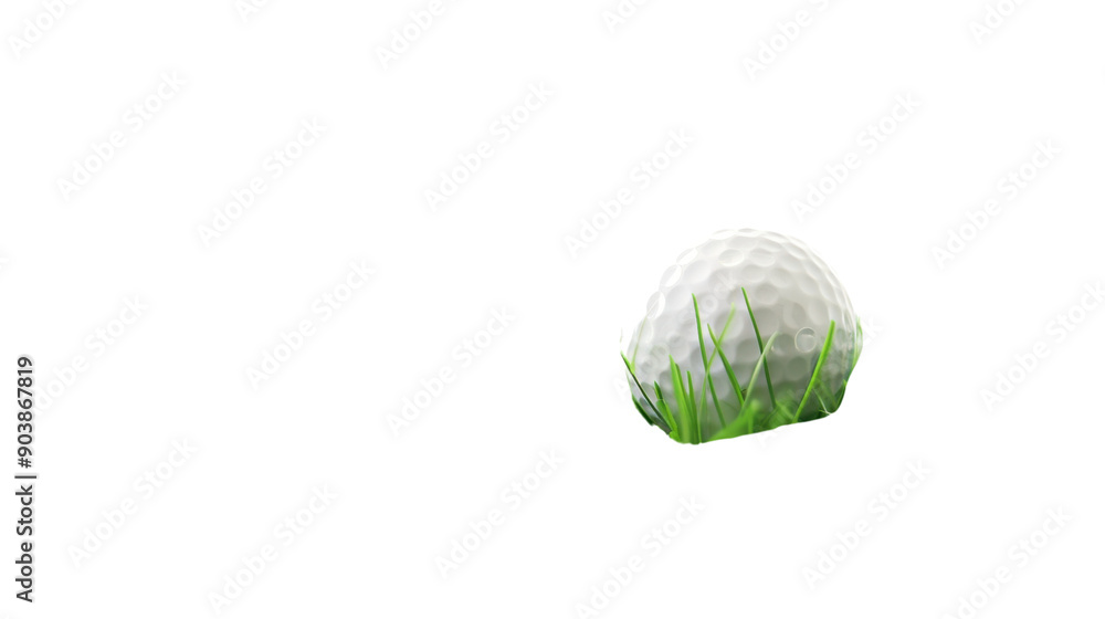 Golf ball in grass on transparent background Golf ball in grass on transparent background