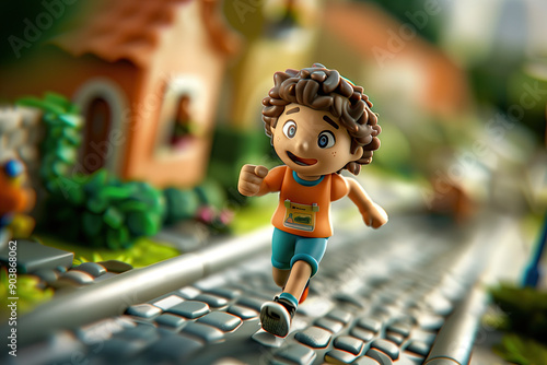 a happy little runner character at olympic