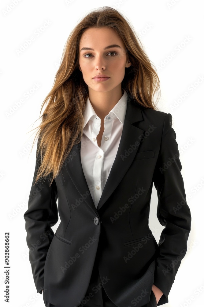 A businesswoman wearing formal suit isolated created with Generative AI A businesswoman wearing formal suit isolated created with Generative AI
