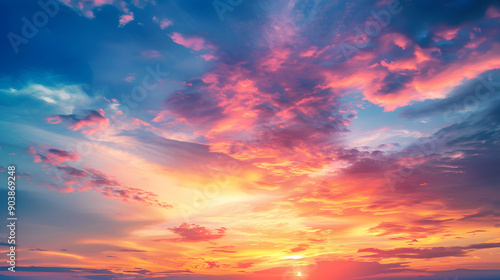 abstract vivid sky at sunset isolated on white background, studio photography, png © Anton