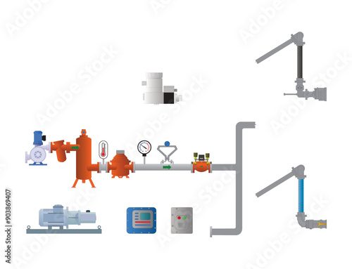 Petrochemical set with arms, additive unit, pumps and other devices