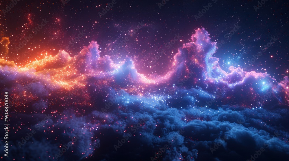 Fototapeta premium Cosmic Nebula with Glowing Clouds