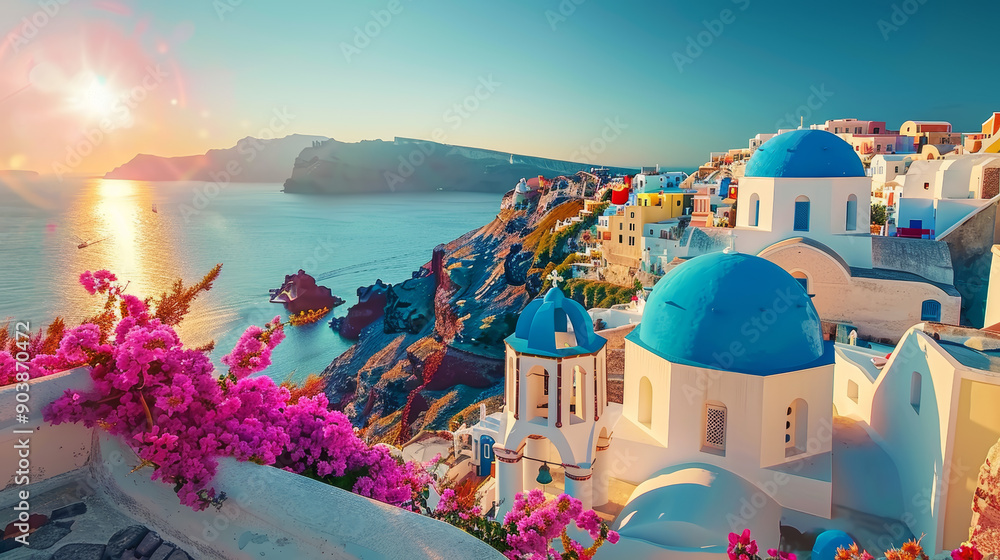 Fototapeta premium Explore the Wonders of Santorini - Part of the Greek Islands Travel Series
