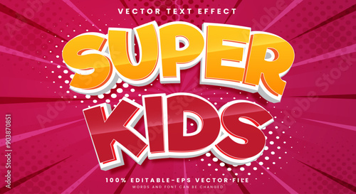 Super kids 3d editable text effect Template