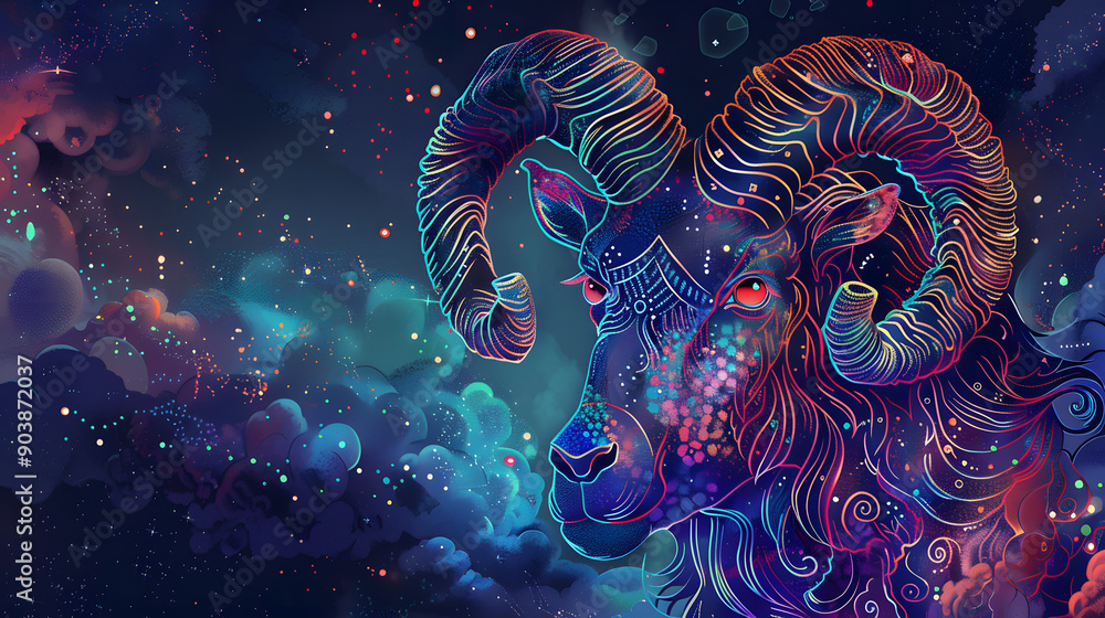 Illustration of the Zodiac signs Aries