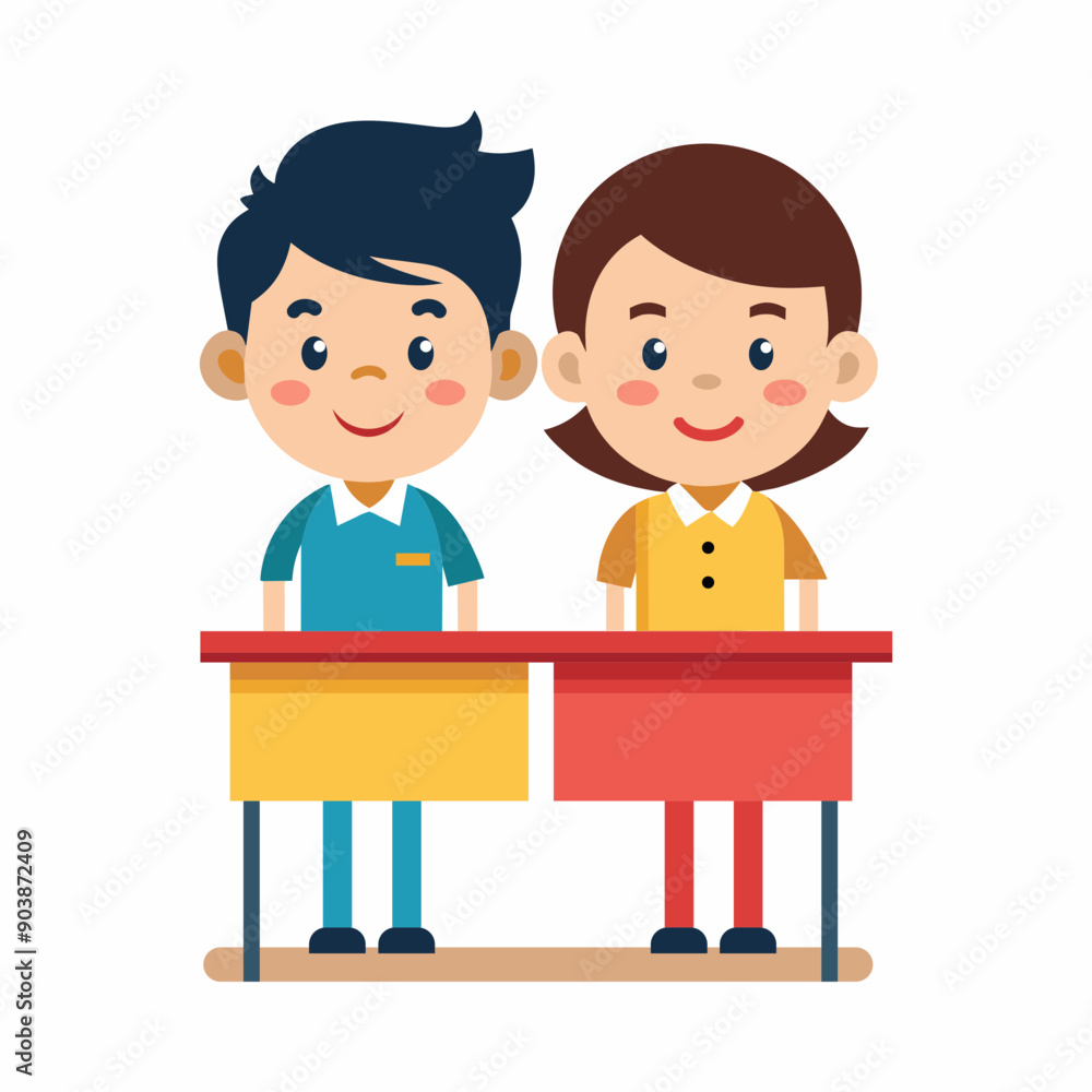 A Student Desk Vector Illustration A Student Desk Vector Illustration