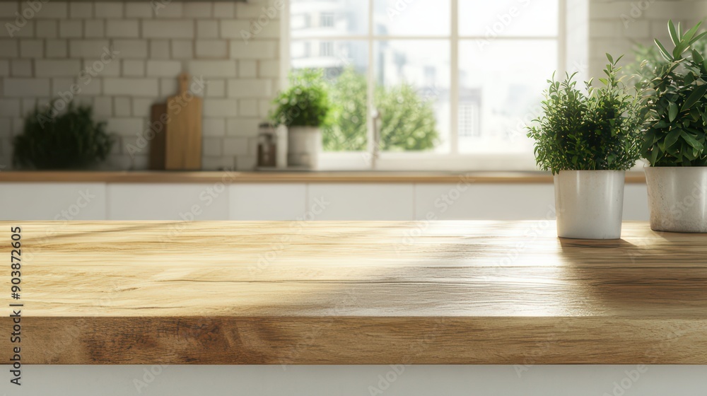 Fototapeta premium Background of Wood Tabletop Counter in Kitchen