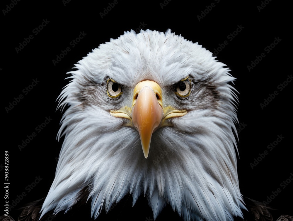 Close-up of an eagle's head on a black background Close-up of an eagle's head on a black background