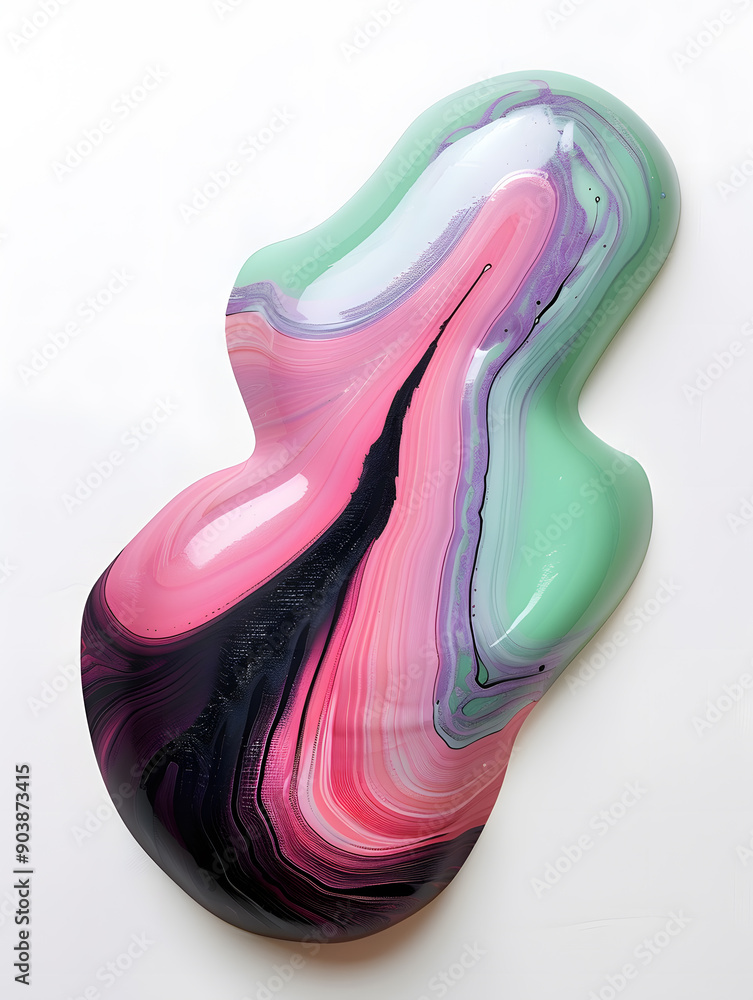Streaks of Pink and Black Paint on White Surface