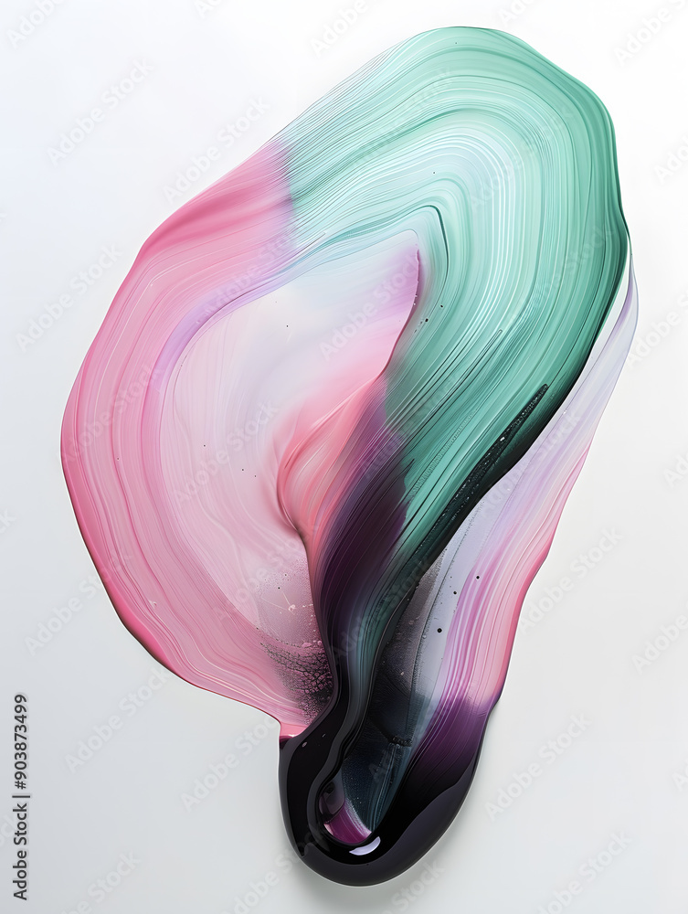Streaks of Pink and Black Paint on White Surface