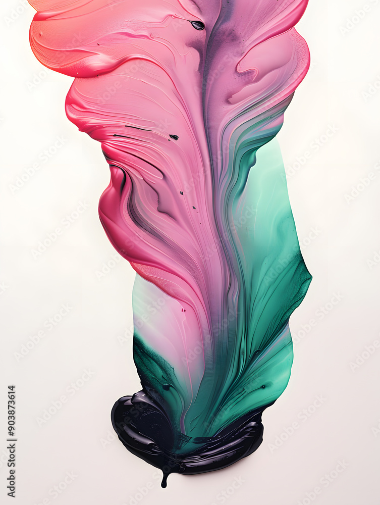 Streaks of Pink and Black Paint on White Surface