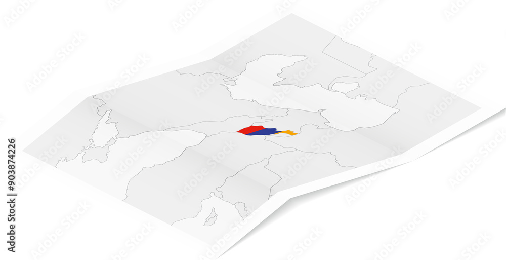 Isometric Map of Armenia with Flag Isometric Map of Armenia with Flag