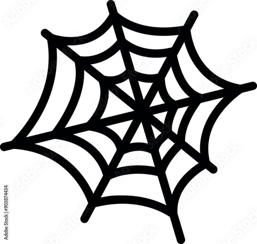 Flat isolated black spiderweb. Cartoon spiderweb illustration vector.