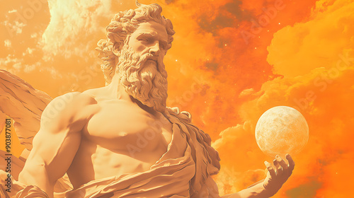 Greek God Uranus illustration, Uranus, the personification of the sky and one of the Greek primordial deities photo