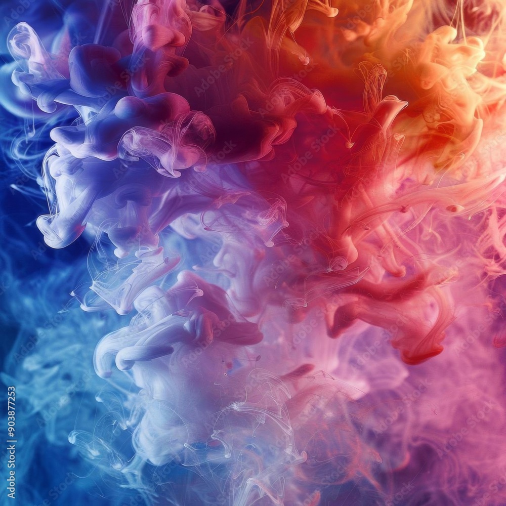 Fototapeta premium Abstract colorful ink swirls in water, creating a vibrant and dynamic composition.