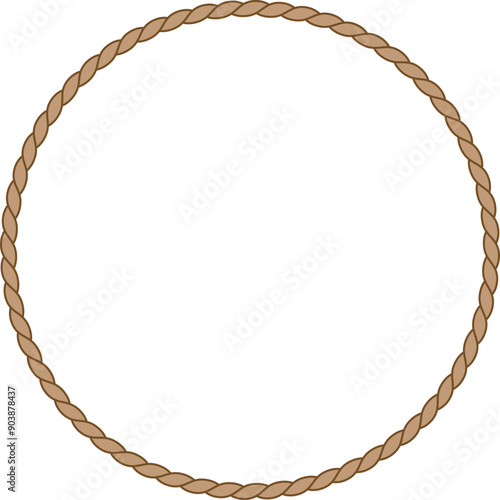 Round rope frame border, cut out, isolated with transparent background. vector illustration.