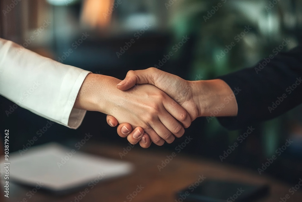 Happy bank worker, realtor or loan advisor shaking hands with grateful client. Young woman making deal with business partner. Office meeting, respect, appreciation, cooperation, transaction, ai Happy bank worker, realtor or loan advisor shaking hands with grateful client. Young woman making deal with business partner. Office meeting, respect, appreciation, cooperation, transaction, ai