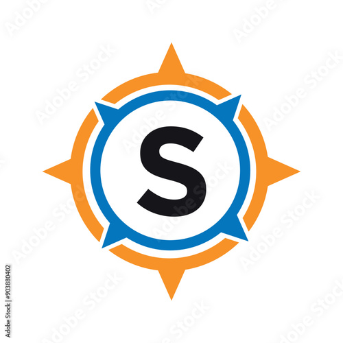 Initial compass  Logo combine with letter S vector template