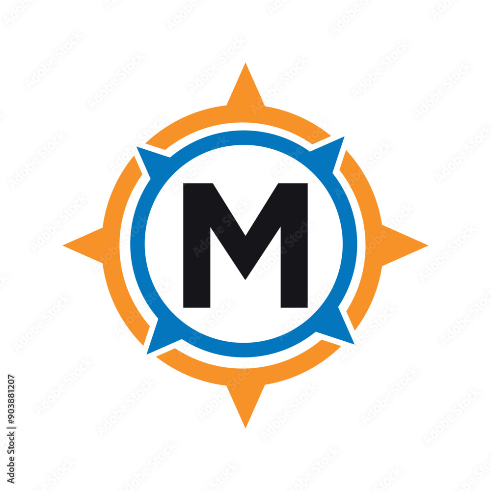 Initial compass Logo combine with letter M vector template Initial compass Logo combine with letter M vector template