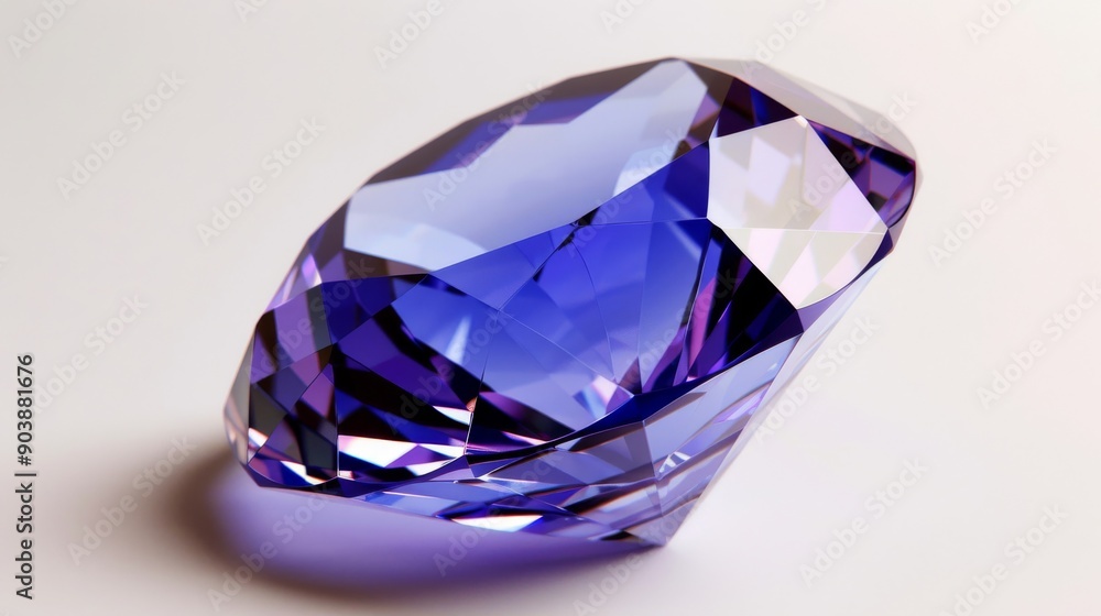 CloseUp of a Single Polished Tanzanite Gemstone in Brilliant Blue, Perfect for Jewelry Design and Crafting Projects CloseUp of a Single Polished Tanzanite Gemstone in Brilliant Blue, Perfect for Jewelry Design and Crafting Projects