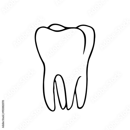tooth molar three quarters drawing - hand drawn doodle