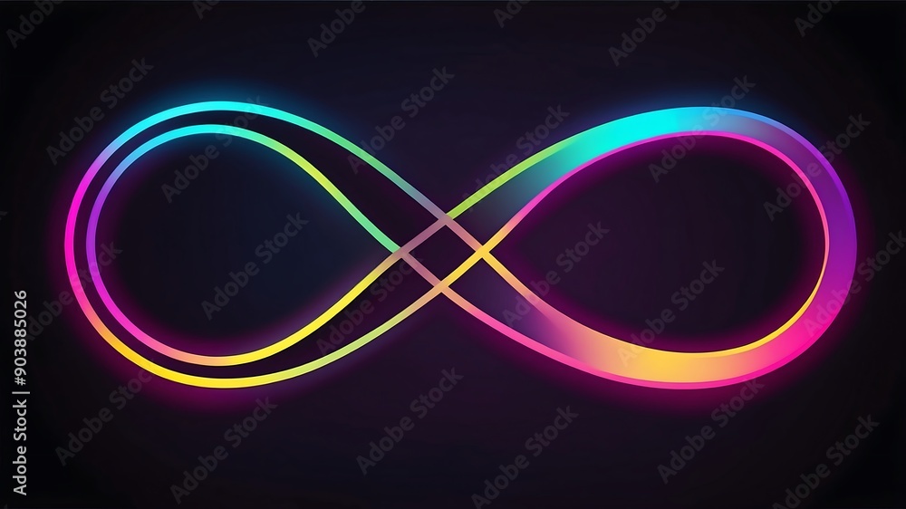 Outline infinity sign neon the dark color gradient Outline infinity sign neon the dark color gradient