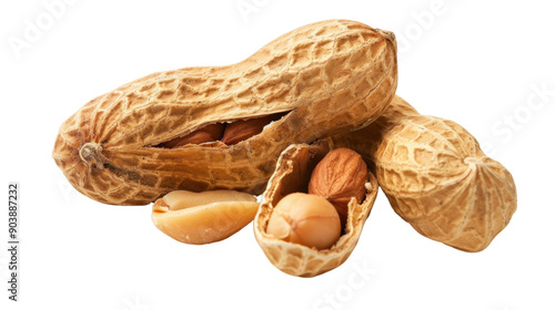 Dried peanuts in peel on transparent background photo