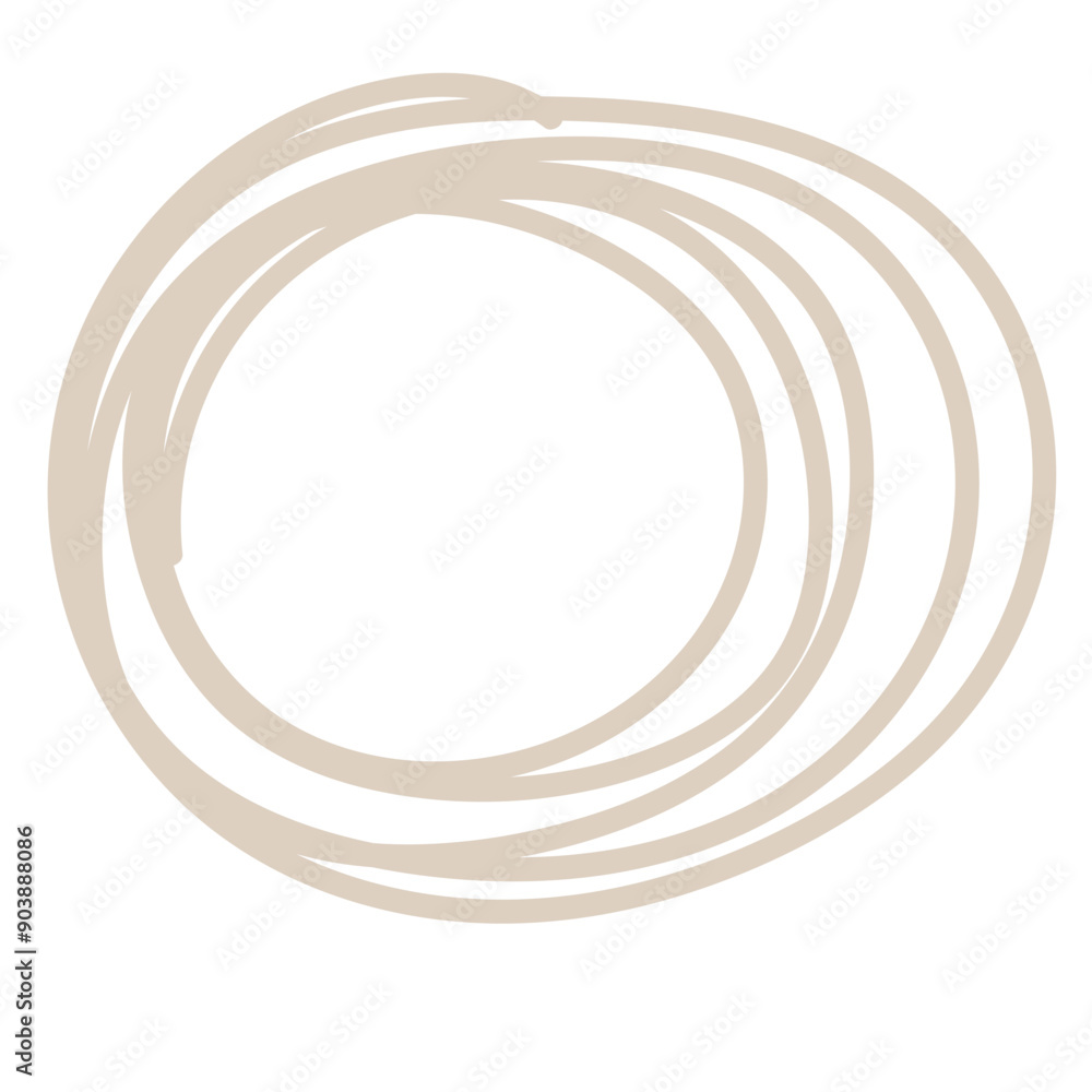 Abstract Doodle Oval Line Element Icon. Irregular Imperfect Hand Drawn Childish Shape Silhouette. 
