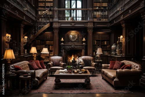 Luxury Library Interior Design © Nice Seven