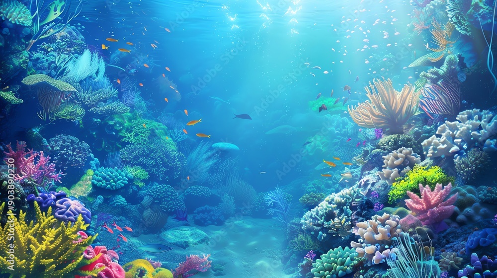 Fototapeta premium A colorful coral reef with tropical fish.