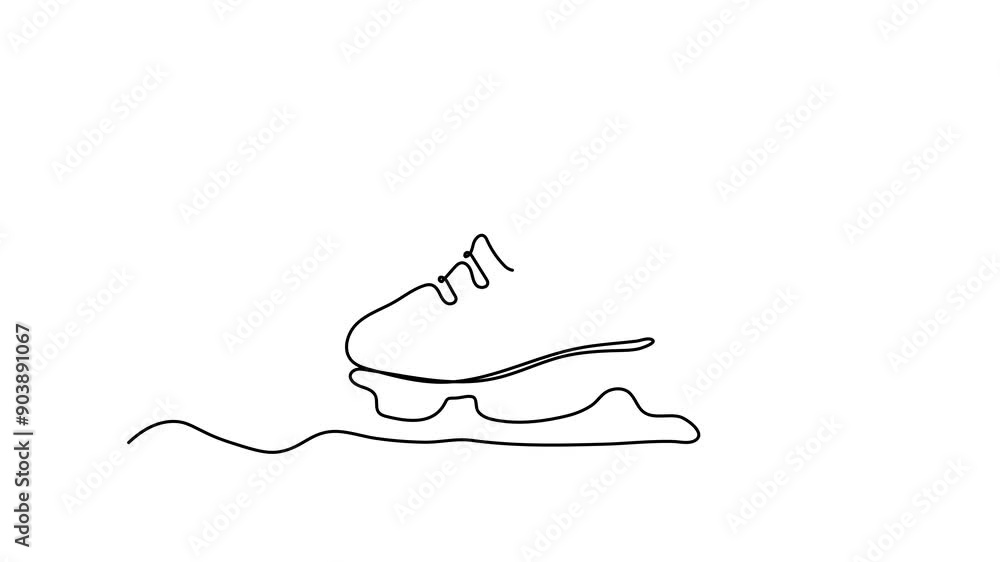 Self drawing animation one continuous line draw, logo,abstract skates, winter sports Self drawing animation one continuous line draw, logo,abstract skates, winter sports