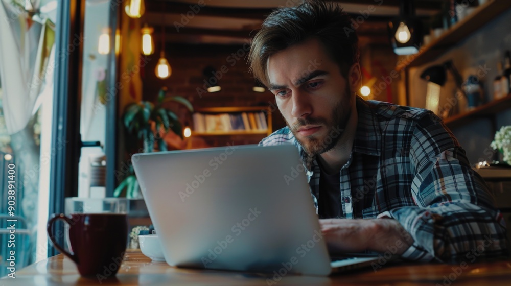 A person sitting in front of a laptop computer, working or browsing online A person sitting in front of a laptop computer, working or browsing online