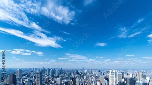 A clear blue sky over a cityscape promoting International Day of Clean Air for Blue Skies taken with lens more clarity with clear light and sharp focus high detailed