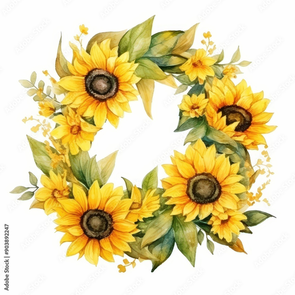 Watercolor Sunflower Wreath Watercolor Sunflower Wreath