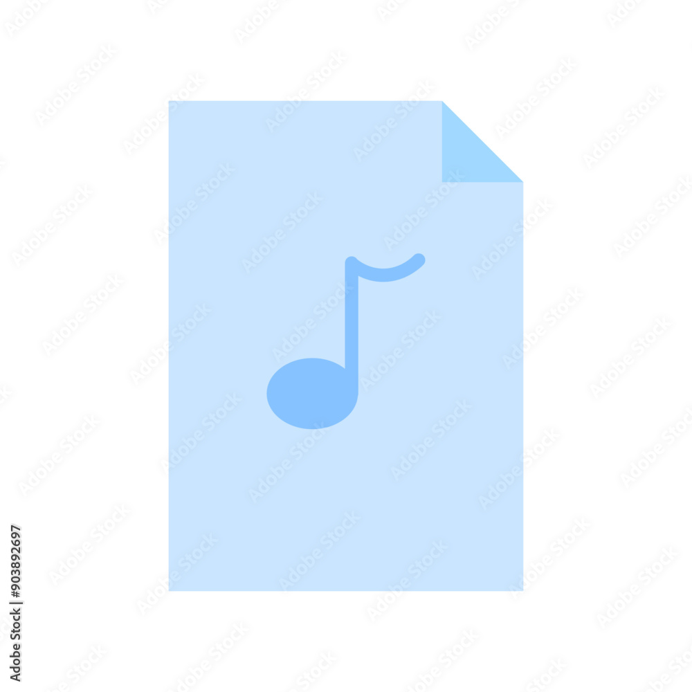 Music file icon. Blue document symbol. Musical note illustration. Vector graphic. Music file icon. Blue document symbol. Musical note illustration. Vector graphic.