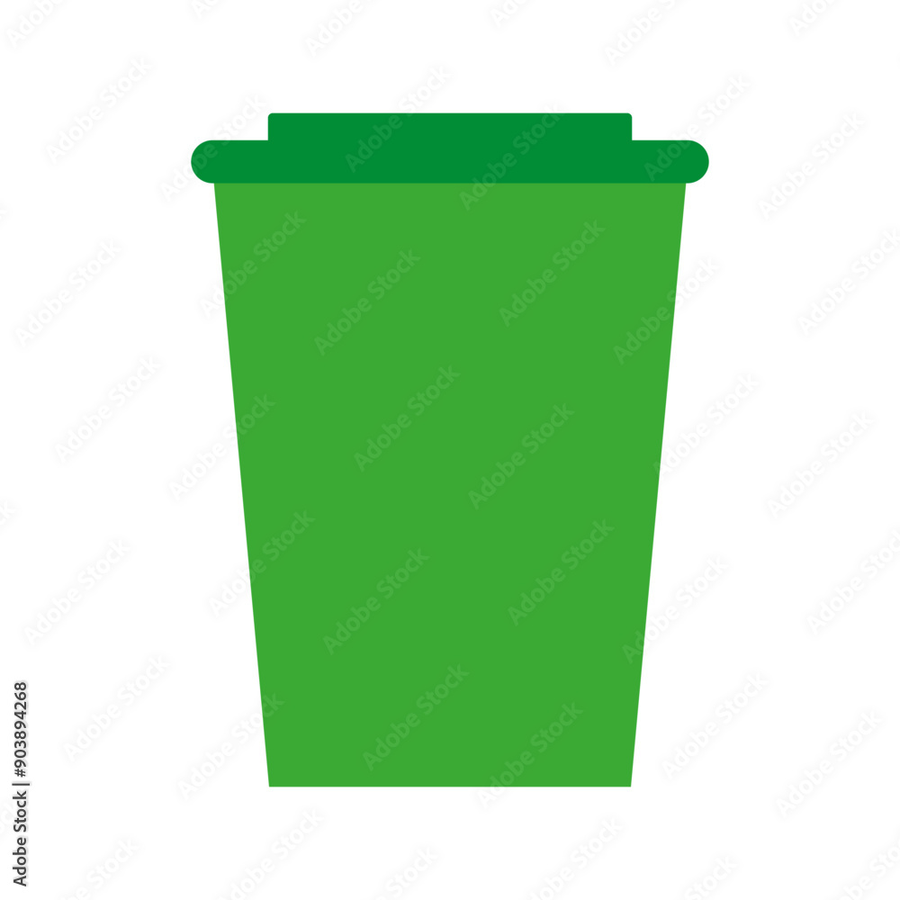 Green trash can icon. Simple bin shape. Bright green vector. Trash symbol design. Green trash can icon. Simple bin shape. Bright green vector. Trash symbol design.