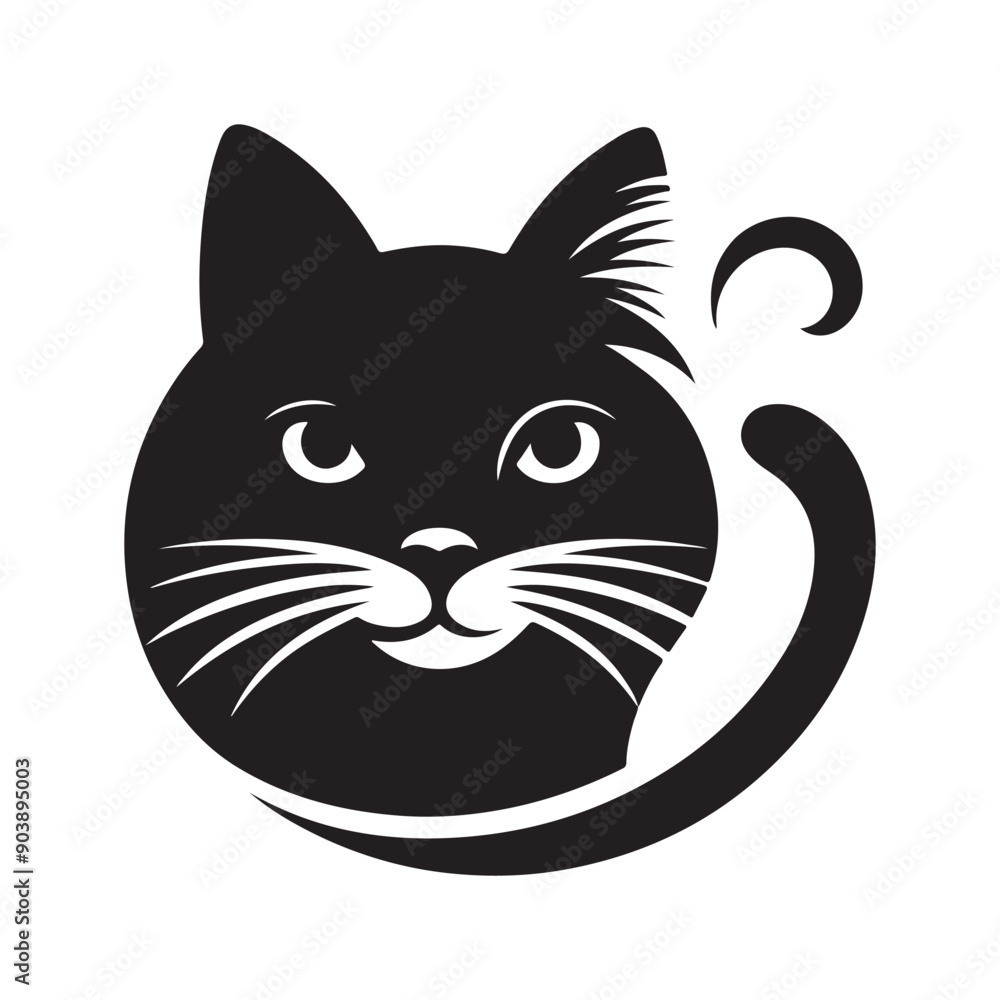 Obraz premium Funny cats silhouette black animal cartoon collection vector illustration isolated on white background
