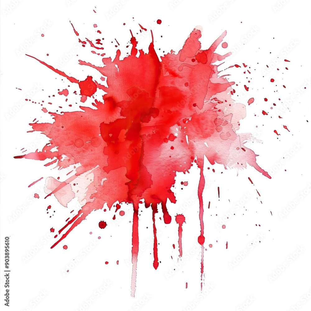 Red Watercolor Splash on White Background. AI generated image Red Watercolor Splash on White Background. AI generated image