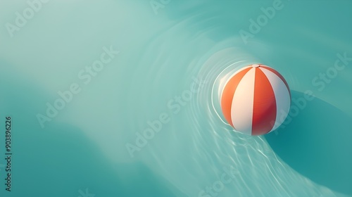 Vibrant Beach Ball Floating on Turquoise Ocean Waves During Summer Vacation