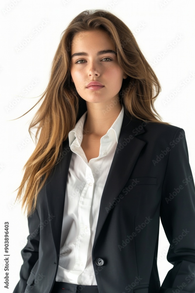 A businesswoman wearing formal suit isolated created with Generative AI A businesswoman wearing formal suit isolated created with Generative AI